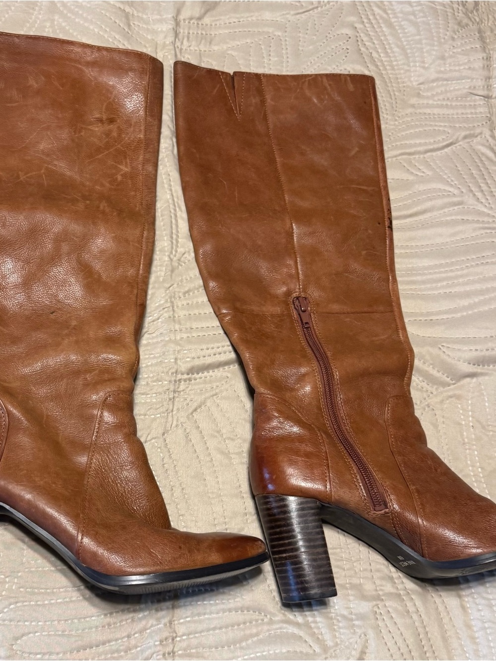 Nine West Classic Women's Tall Brown Leather Heeled Boots 6M